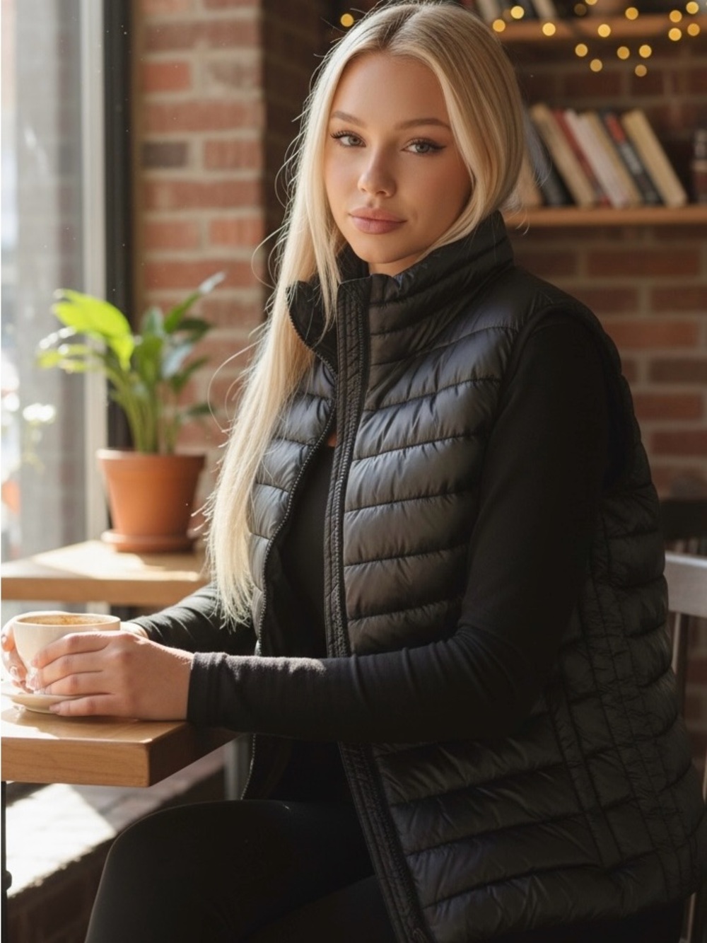 Monroe & Main Women's Black Quilted Vest